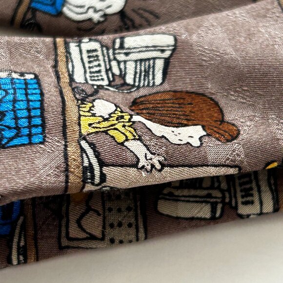Peanuts Mens Silk Neck Tie Office Coffee Break Brown USA Snoopy Gang Characters - Picture 12 of 14